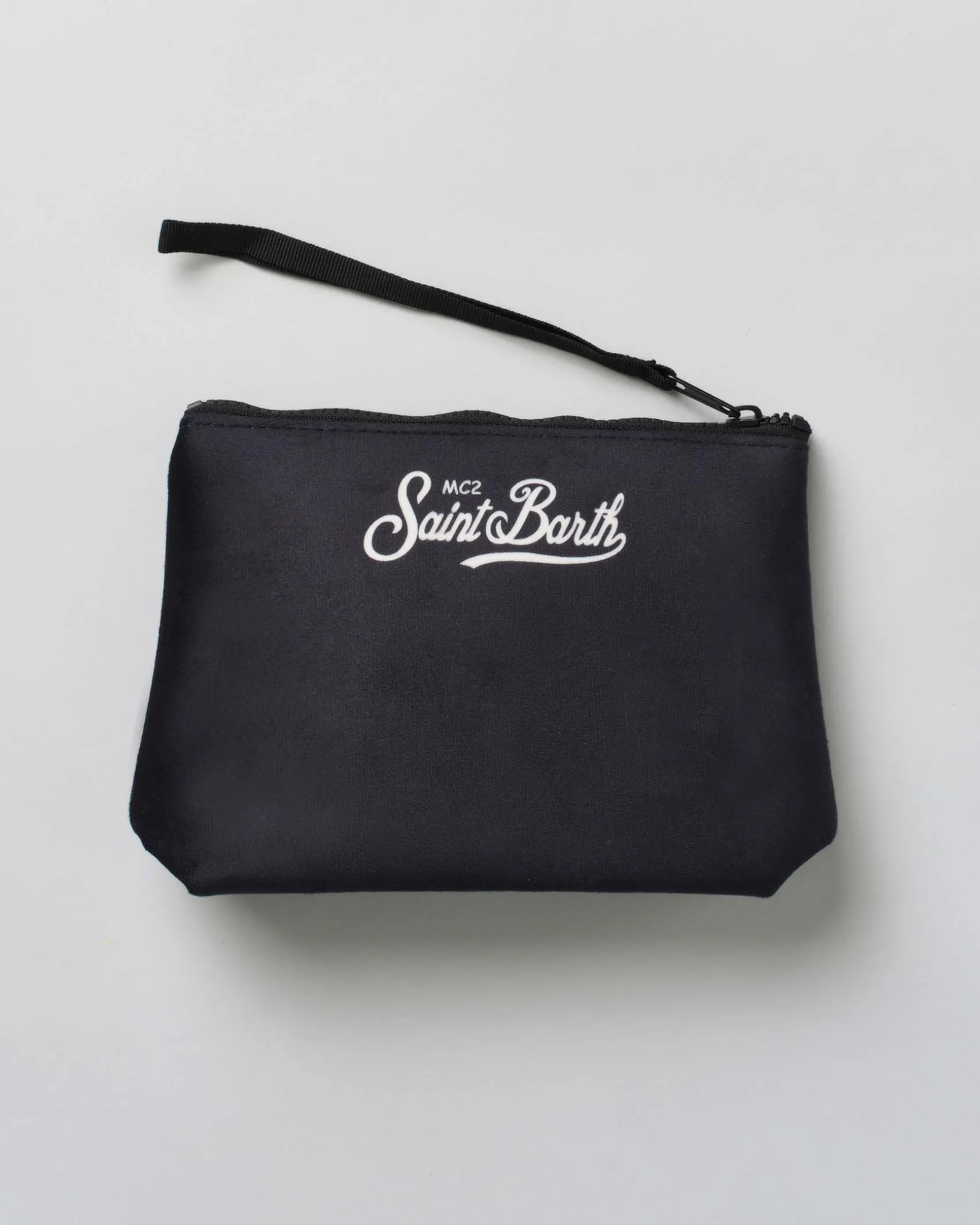 Pochette Aline nera in tessuto effetto lana con scritta Vip Club Cortina