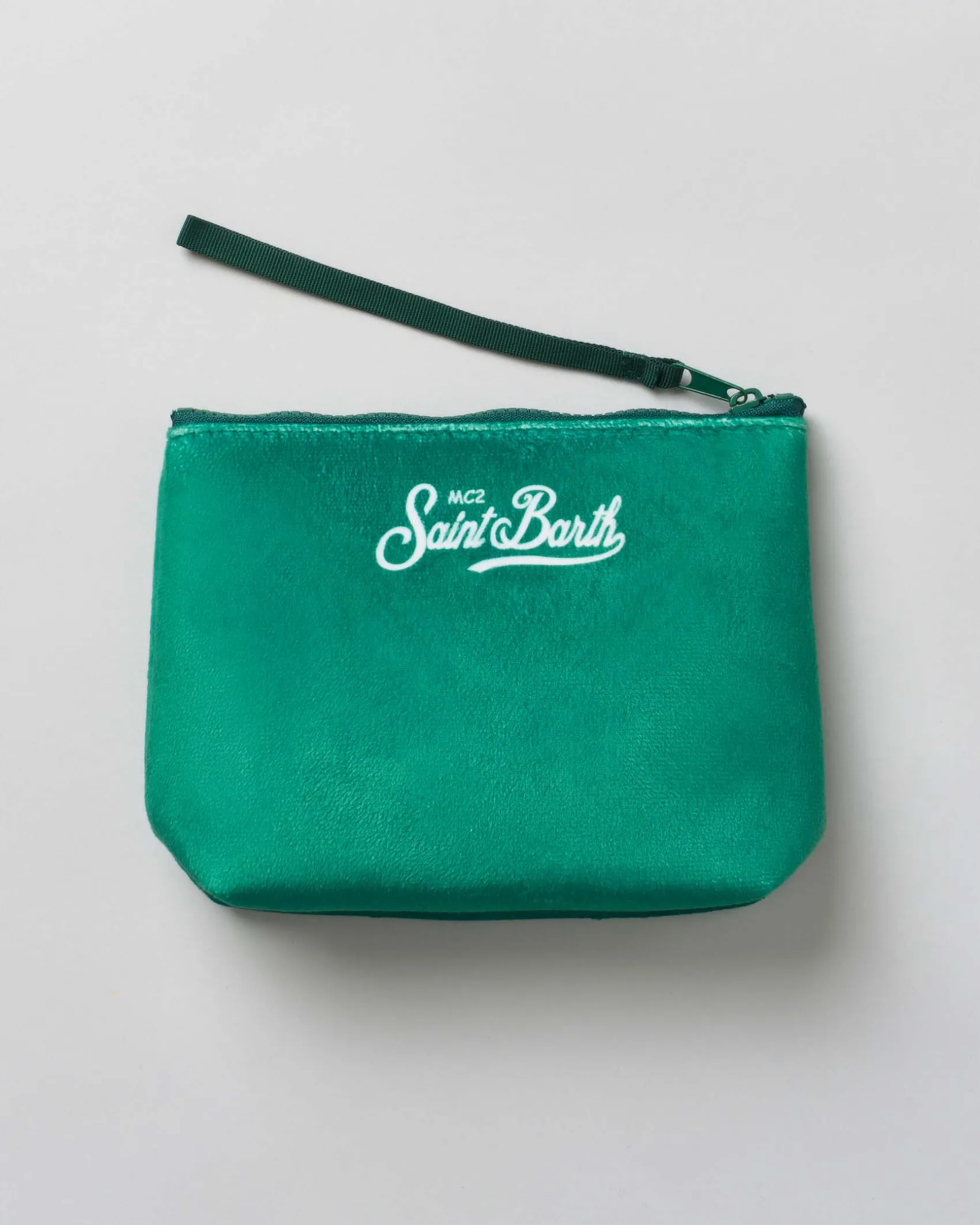 Pochette Aline verde in tessuto effetto lana con grafica Paperon de Paperoni