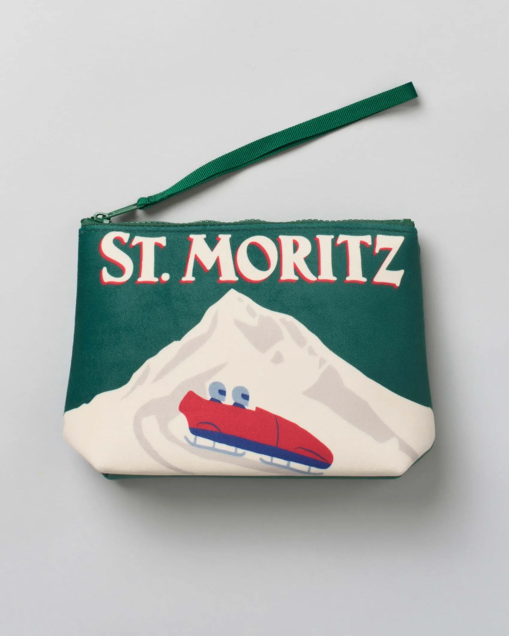 Pochette Aline verde militare in tessuto effetto lana con stampa grafica St.Moritz