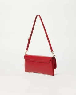 Pochette rossa Marella in similpelle liscia con fibbia logo dorata e doppia tracolla rimovibile
