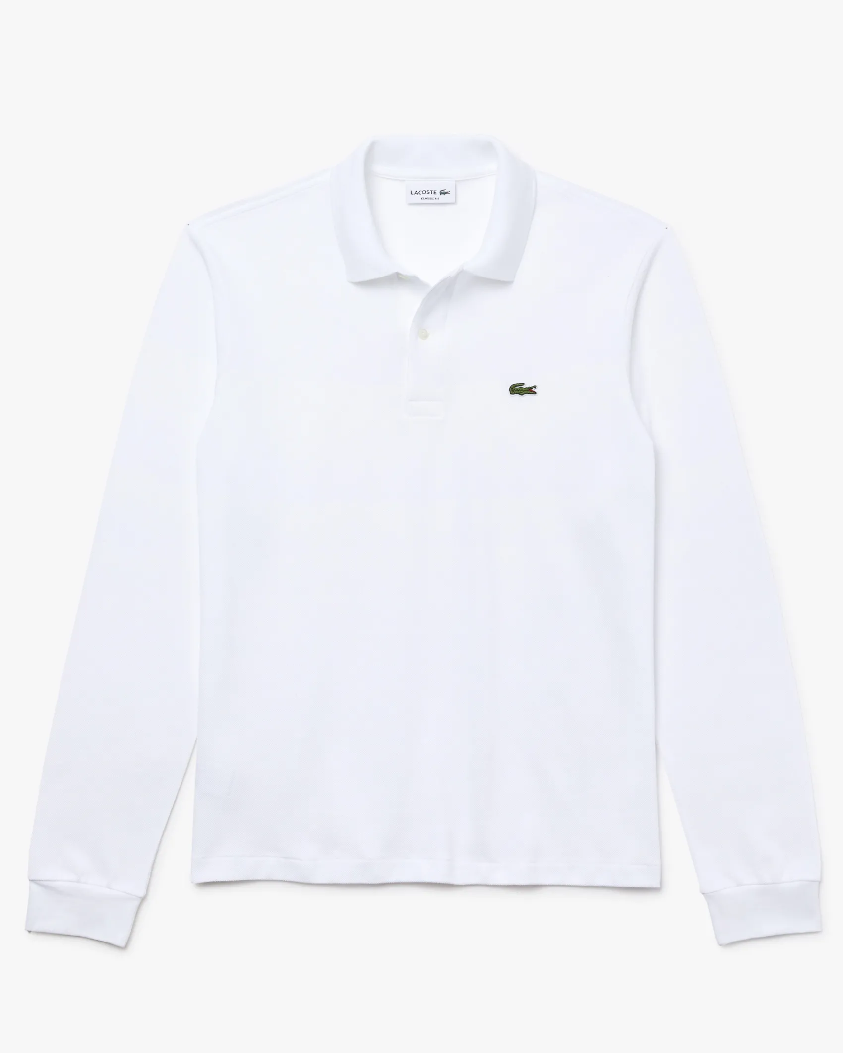 Polo bianca manica lunga classic fit L.13.12 in petit piqué