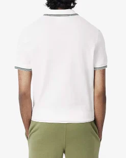 Polo bianca mezza manica regular fit L.12.12 con bordino verde