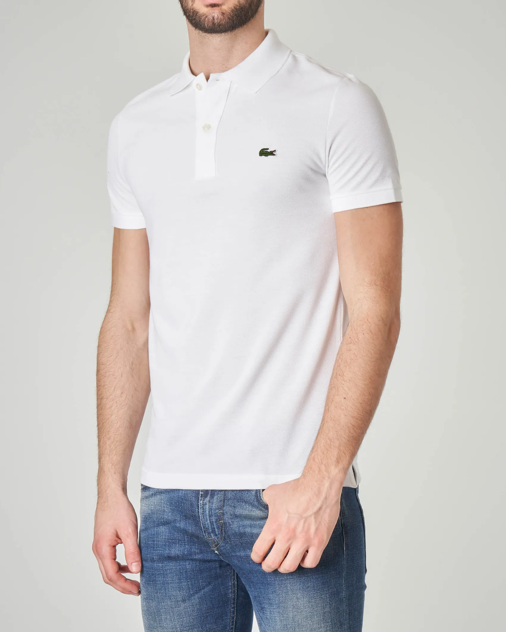Polo bianca slim fit PH4012 in petit piqué