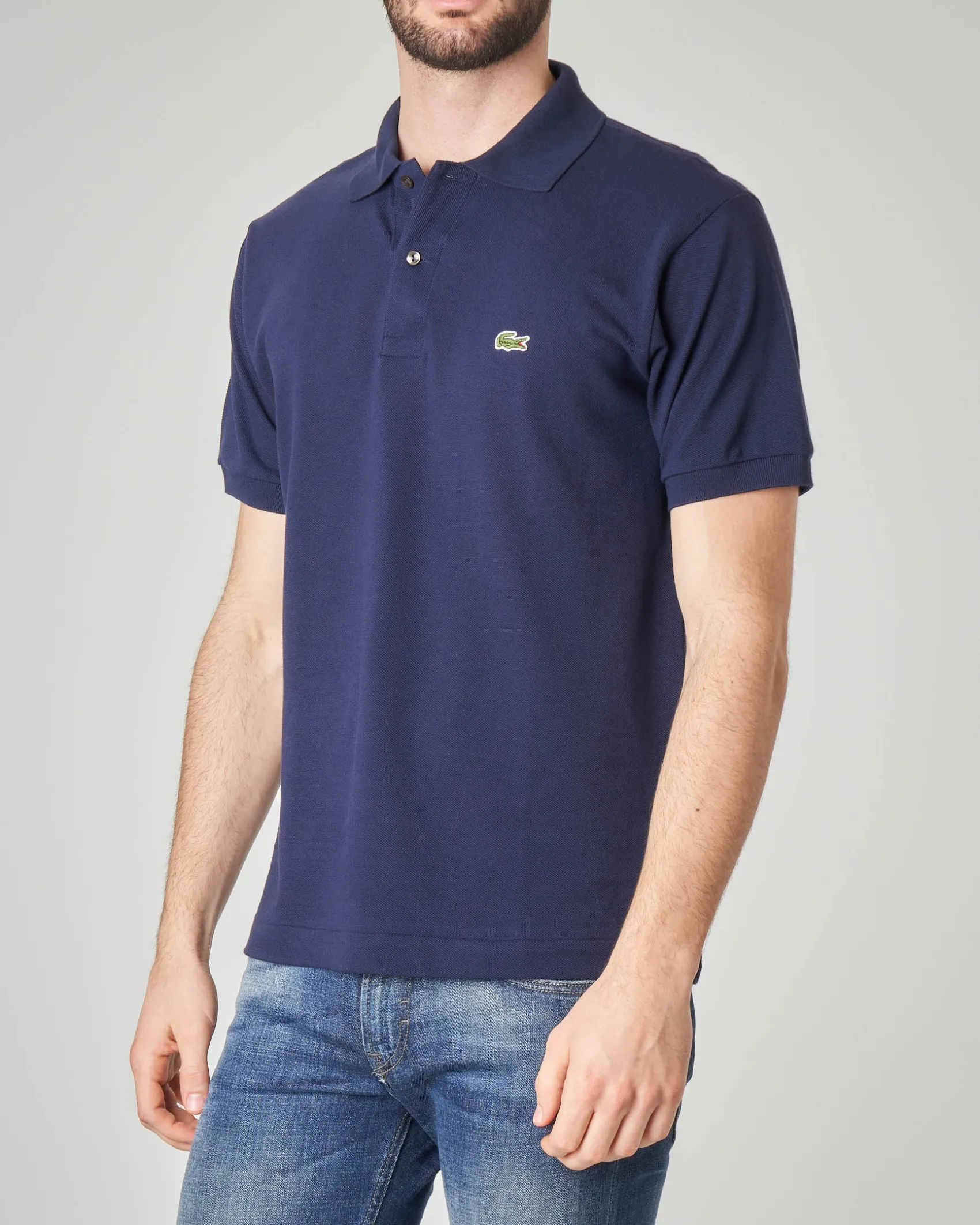 Polo blu classic fit L.12.12 in petit piqué