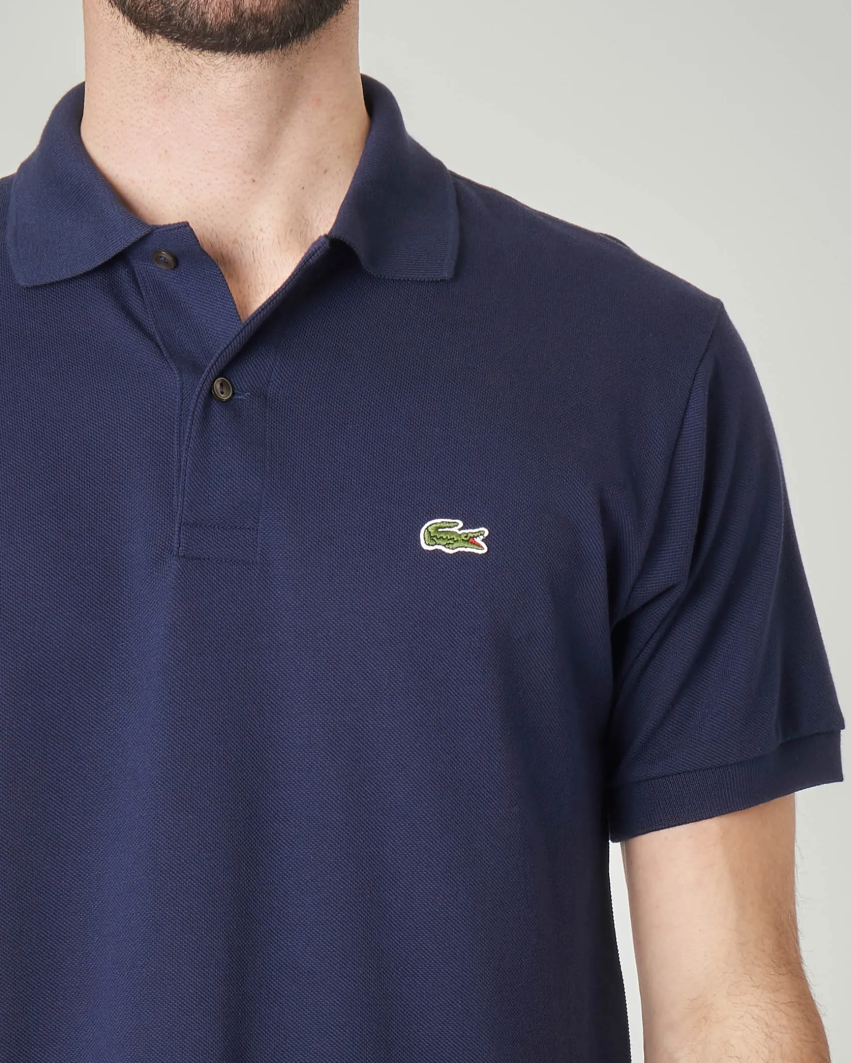 Polo blu classic fit L.12.12 in petit piqué
