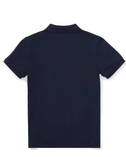 Polo blu Ralph Lauren tinta unita in piquet di cotone