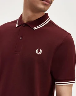 Polo Fred Perry bordeaux mezza manica con bordino bianco