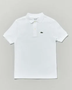 Polo Lacoste bianca piqué di puro cotone