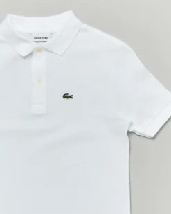 Polo Lacoste bianca piqué di puro cotone