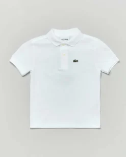 Polo Lacoste bianca piqué di puro cotone