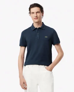 Polo Lacoste blu indaco slim fit PH4012 in petit piqué