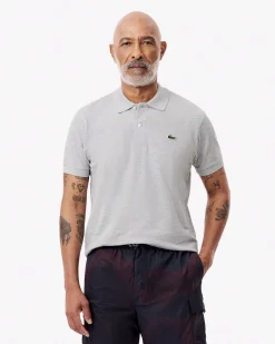 Polo Lacoste grigio melange classic fit L.12.64 in petit piqué