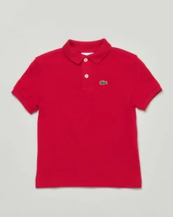 Polo Lacoste rossa piqué di puro cotone