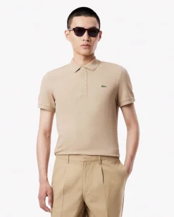 Polo Lacoste sabbia slim fit PH4012 in petit piqué