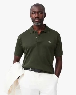 Polo Lacoste verde bosco classic fit L.12.12 in petit piqué