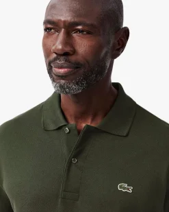 Polo Lacoste verde bosco classic fit L.12.12 in petit piqué