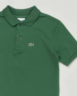 Polo Lacoste verde piqué di puro cotone