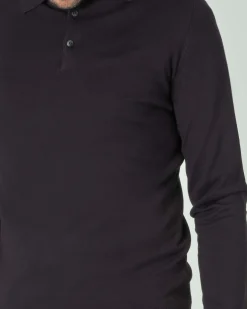 Polo manica lunga Paul Baker nera in maglia di viscosa