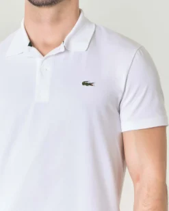 Polo mezza manica bianca in cotone organico stretch punto wafer