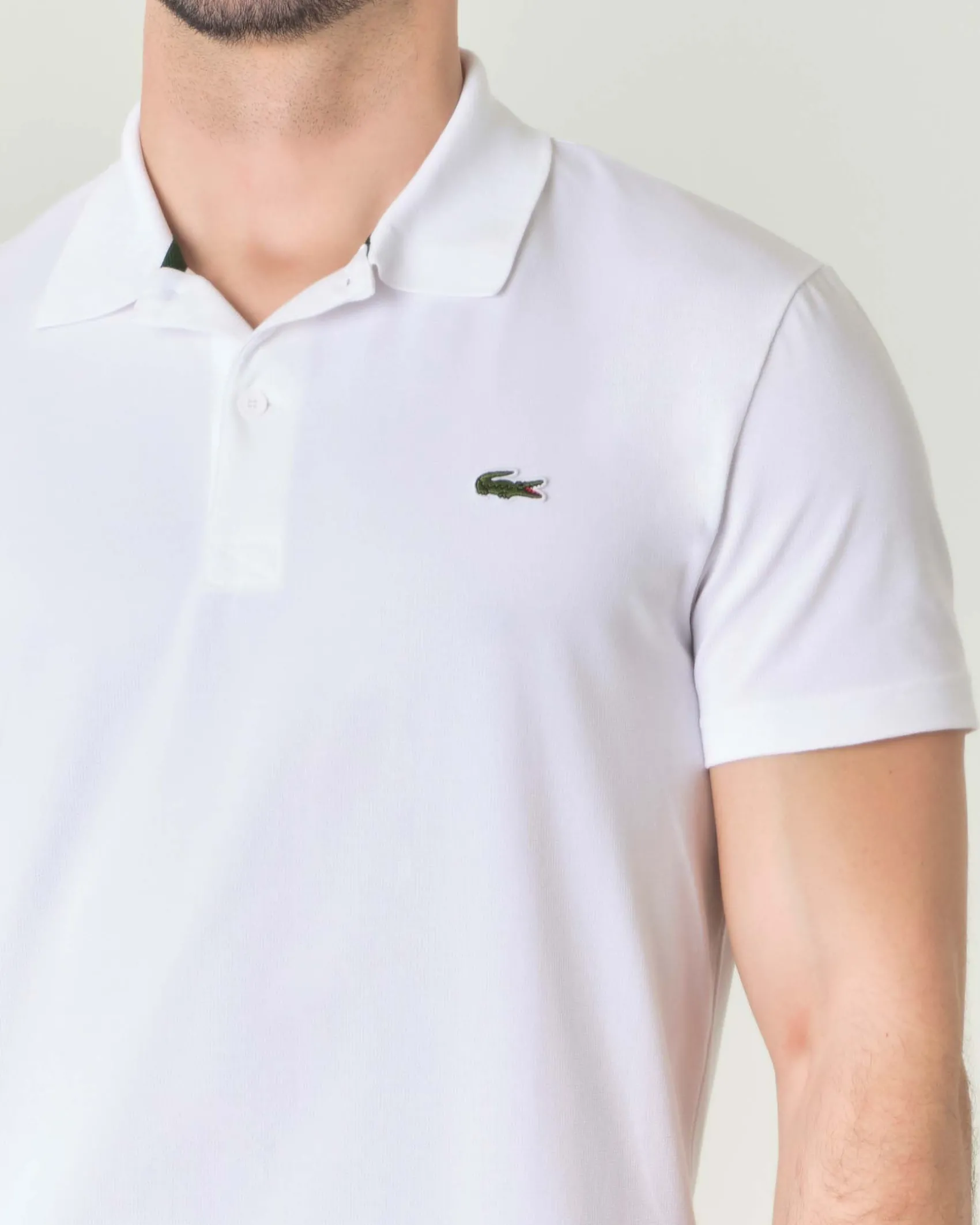 Polo mezza manica bianca in cotone organico stretch punto wafer