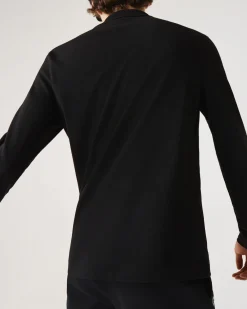 Polo nera manica lunga classic fit L.13.12 in petit piqué