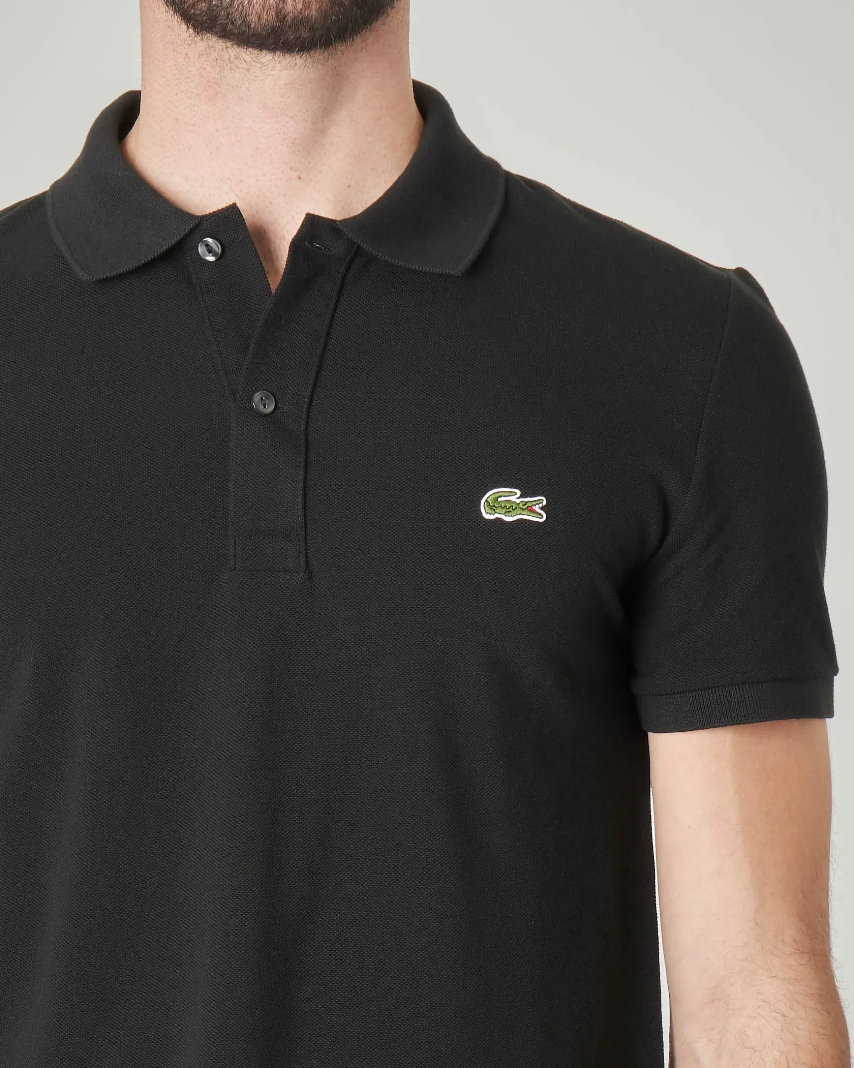 Polo nera slim fit PH4012 in petit piqué
