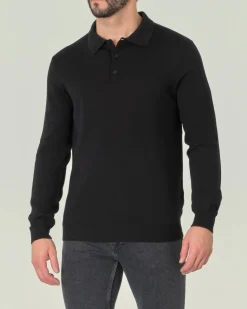 Polo Pellizzari nera in maglia di lana merino