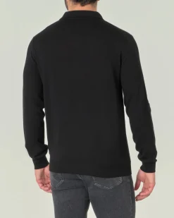 Polo Pellizzari nera in maglia di lana merino