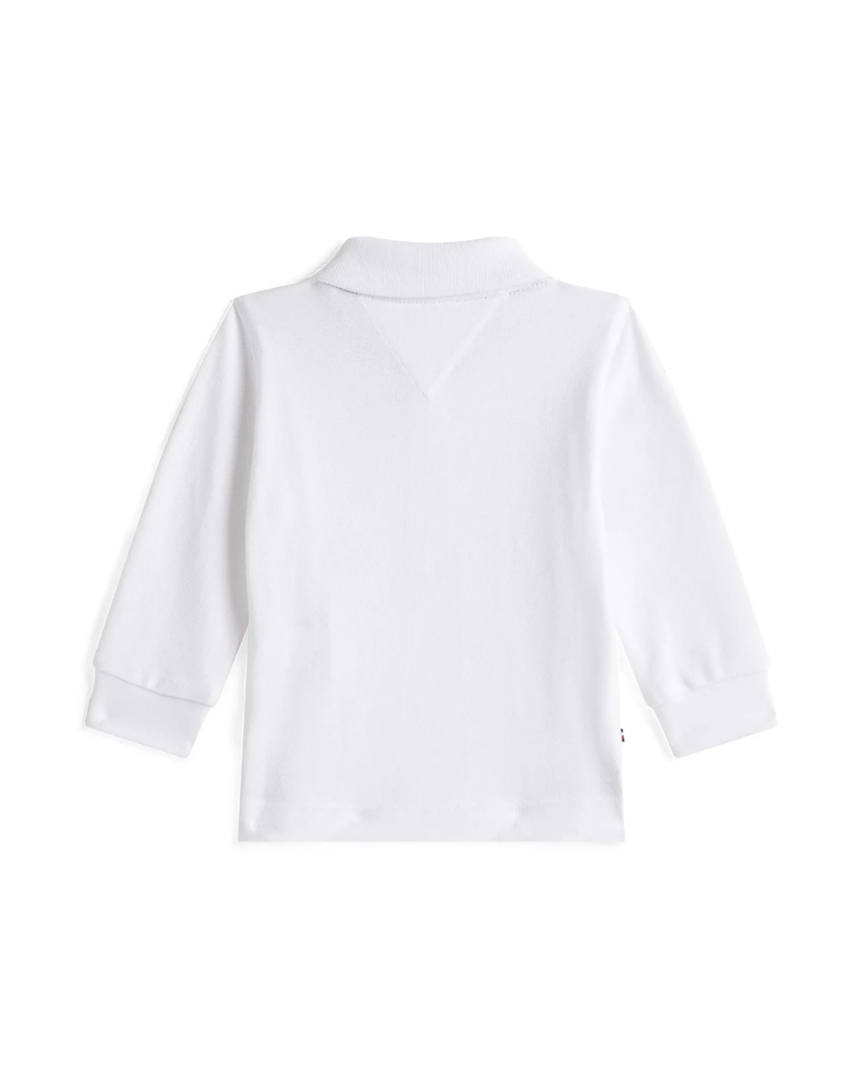 Polo Tommy Hilfiger bianca in piquè di cotone a maniche lunghe