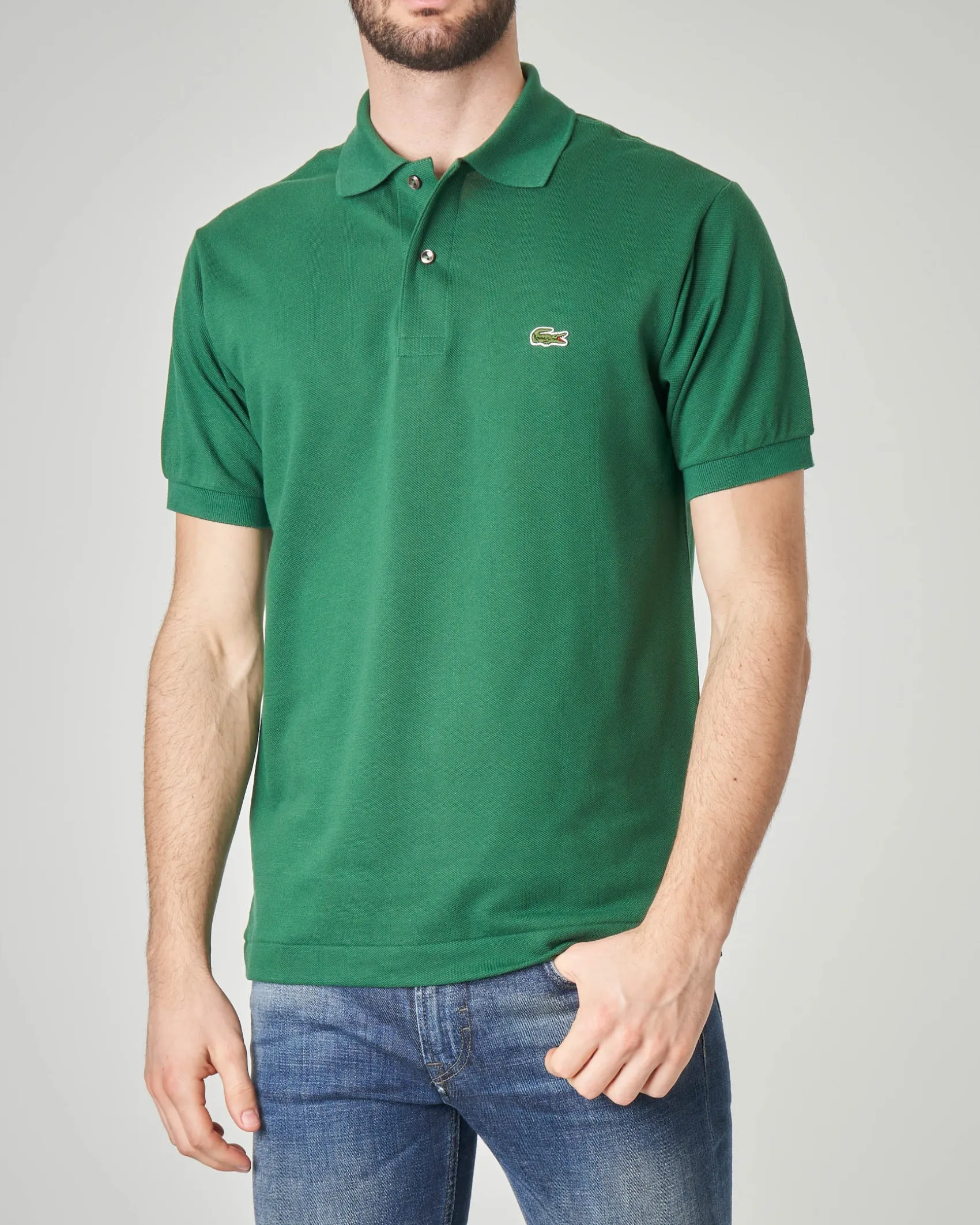 Polo verde classic fit L.12.12 in petit piqué