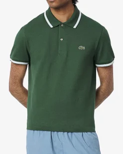 Polo verde mezza manica regular fit L.12.12 con bordino bianco