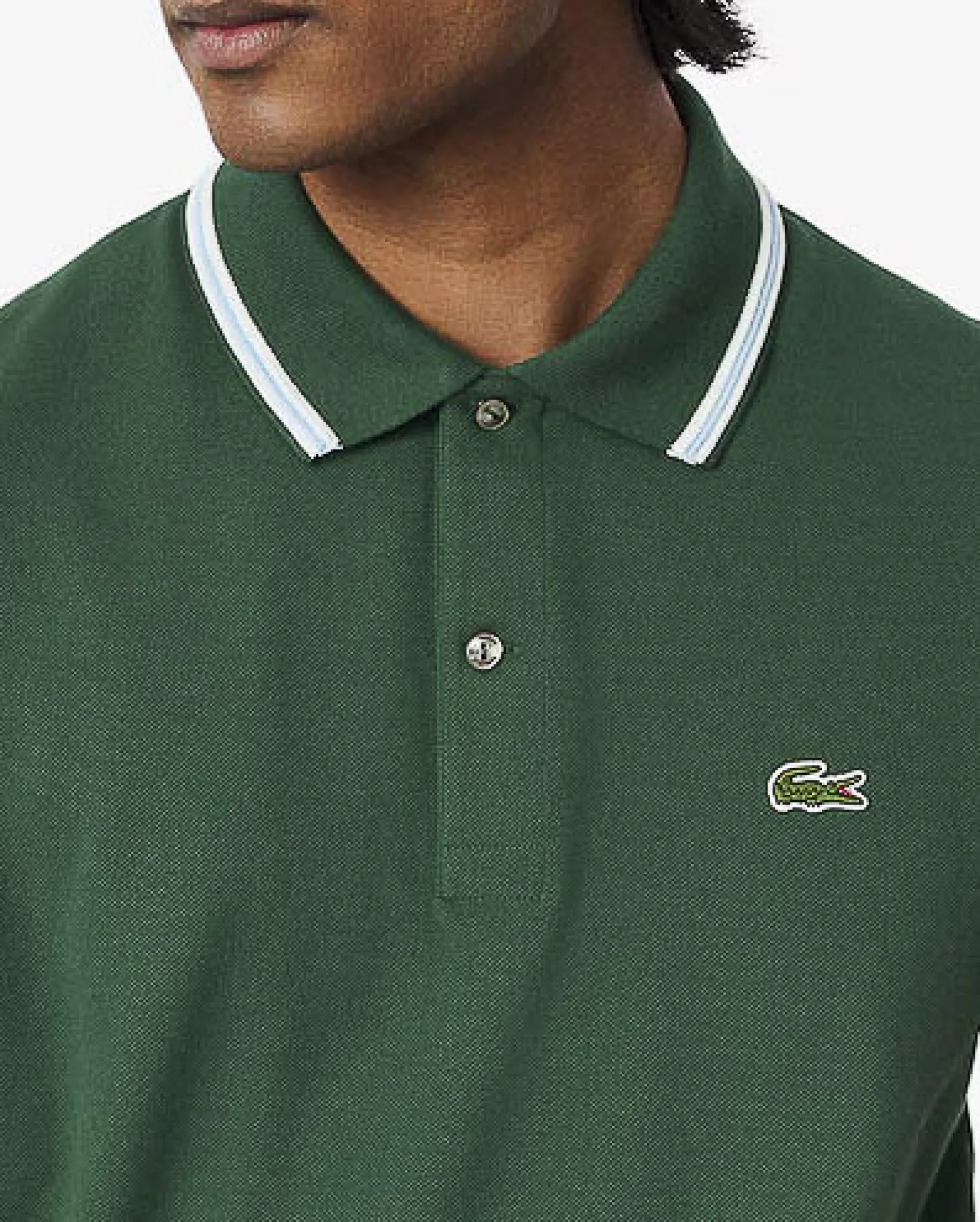 Polo verde mezza manica regular fit L.12.12 con bordino bianco