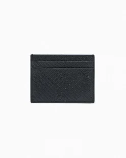 Portacarte Armani Exchange nero in pelle con logo in rilievo all over