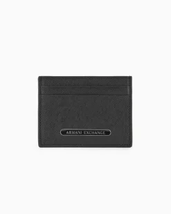 Portacarte Armani Exchange nero in pelle saffiano