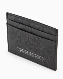Portacarte Armani Exchange nero in pelle saffiano