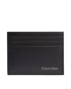 Portacarte Calvin Klein Jeans nero in pelle liscia