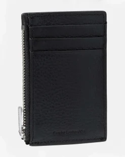 Portacarte Calvin Klein Jeans nero in pelle martellata con zip e logo