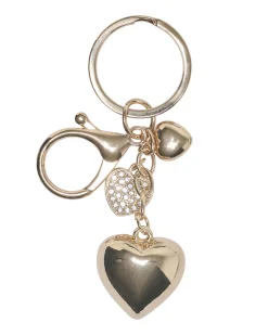 Portachiavi Kids Only con cuori e strass color oro