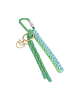 Portachiavi Pinko scooby doo verde fluo e azzurro con moschettone e charms Fly Birds dorato