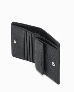 Portafogli Armani Exchange nero effetto pelle martellata