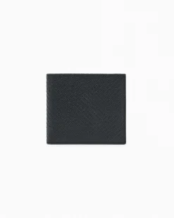 Portafoglio Armani Exchange nero in pelle con logo in rilievo all over