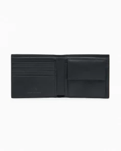 Portafoglio Armani Exchange nero in pelle con logo in rilievo all over