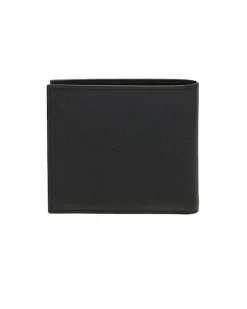 Portafoglio Armani Exchange nero in pelle saffiano con placchetta porta logo