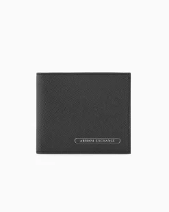 Portafoglio Armani Exchange nero in pelle saffiano con porta monete