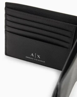 Portafoglio Armani Exchange nero in pelle saffiano con porta monete