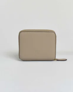 Portafoglio color taupe Pinko in pelle con fibbia Love Birds dorata su base in pelle tono su tono