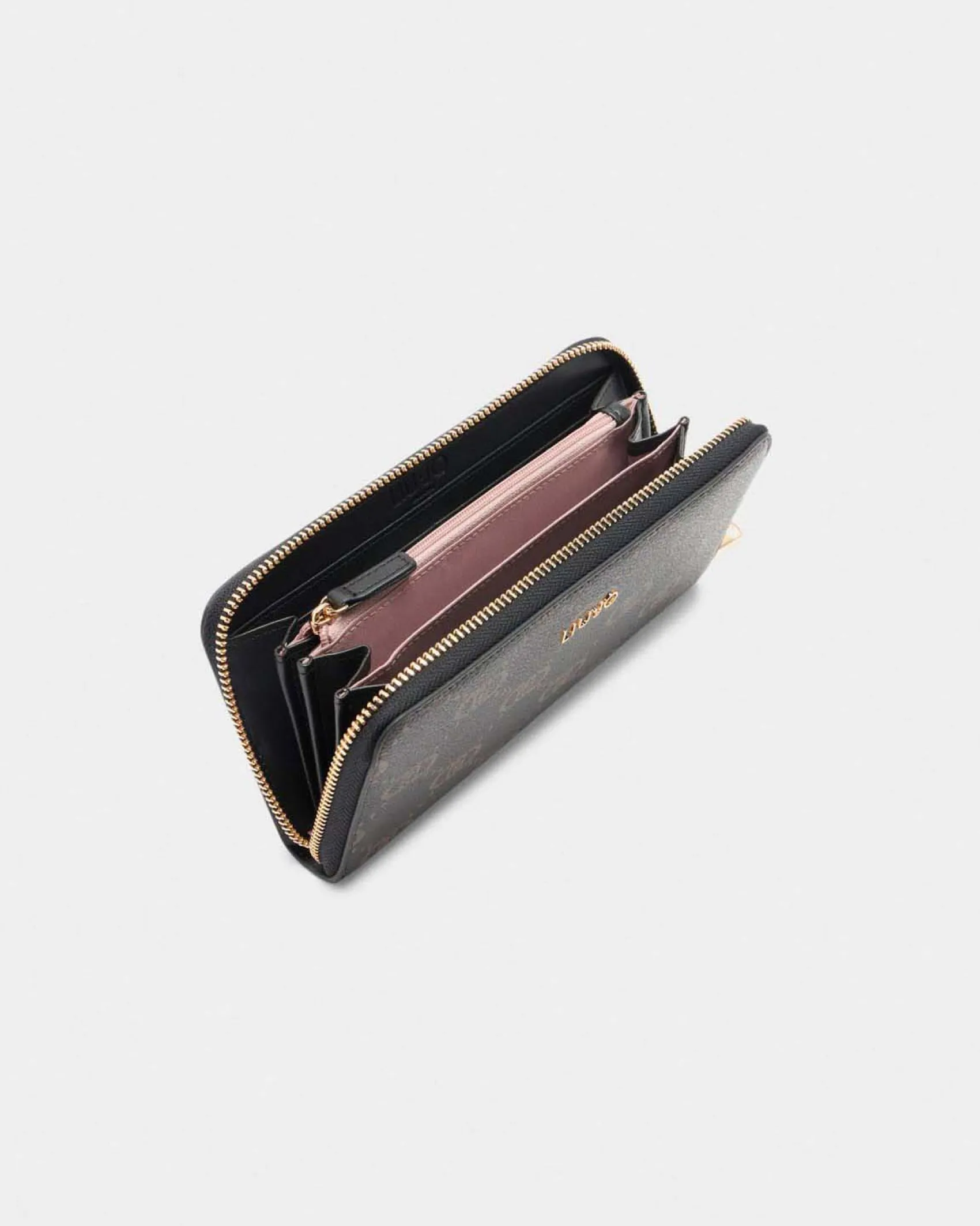 Portafoglio Liu Jo Accessories marrone con logo in rilievo e zip
