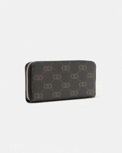 Portafoglio Liu Jo Accessories marrone con logo in rilievo e zip
