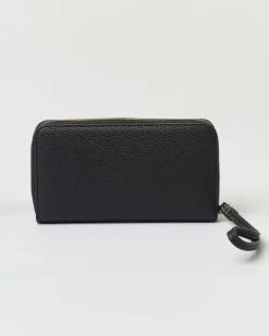 Portafoglio nero Armani Exchange in similpelle con fibbia smaltata tono su tono