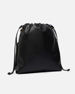 Sacchetto Pinko nero in pelle liscia misura media con fibbia Love Birds dorata e tracolla regolabile